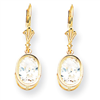 14k 9x7mm Oval Cubic Zirconia leverback earring