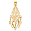 14k Polished Diamond-cut Chandelier Pendant