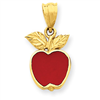 14k Polished Red Enameled Apple Pendant