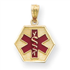 14k Red Enameled Medic ID Pendant
