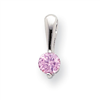 18in Rhodium-plated Pink CZ Drop Necklace chain