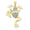 14K and Rhodium Diamond-cut Frog Pendant