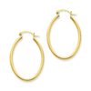14k Oval Polished Hoop Earring