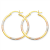 14K Tri-color 2mm Diamond-cut Earrings