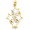 14K Two-tone Diamond-cut Star Cluster Pendant