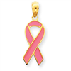 14k Pink Enameled Awareness Ribbon Pendant