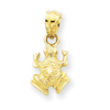 14K Diamond-cut Frog Pendant