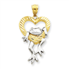 14k and Rhodium D/C Frog in Heart Pendant