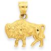 14K Diamond-cut Bison Pendant