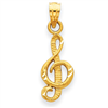 14K Diamond-cut Treble Clef Pendant