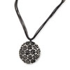 Silver-tone Hammer Shell Black Wax Cord Pendant Necklace