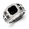 Sterling Silver Diamond & Onyx Black Rhodium-plated Cross Men