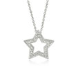 14K White Gold Diamond Covered Open Star Necklace