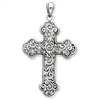 Sterling Silver Antiqued Swirl Cross Pendant