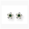 14K Clear & Green Crystal Flower Earrings