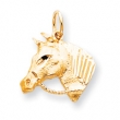 10k Solid Satin Horsehead with Reins Charm