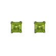 14K White Gold Peridot  princess cut stud earring