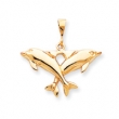 10k Solid Polished Twin Dolphins Charm