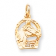 10k Solid Diamond-cut Horsehead in Horseshoe Charm