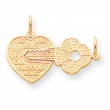 10k HEART & KEY CHARM
