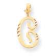 10k Diamond-cut Grooved Initial C Charm