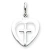 Sterling Silver Cross Heart Charm
