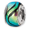 Sterling Silver Green Dichroic Glass Bead