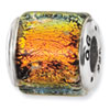 Sterling Silver Orange Dichroic Glass Bead