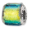 Sterling Silver Yellow Dichroic Glass Bead