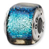 Sterling Silver Blue Dichroic Glass Square Bead