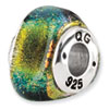 Sterling Silver Yellow Dichroic Glass Triangle Bead