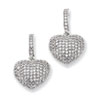 Sterling Silver & CZ Polished Heart Dangle Post Earrings