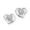 Sterling Silver & CZ Heart Post Earrings