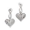 Sterling Silver & CZ Dangle Heart Post Earrings