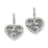 Sterling Silver & CZ Polished Heart Dangle Post Earrings
