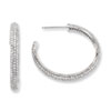 Sterling Silver & CZ Polished Hoop Earrings