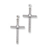 Sterling Silver & CZ Polished Cross Dangle Earrings