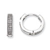 Sterling Silver & CZ Polished Hinged Hoop Earrings