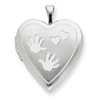 Sterling Silver 20mm with Handprints Heart Locket chain