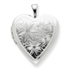 Sterling Silver 20mm with Daisies Heart Locket chain