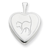 Sterling Silver 16mm Cat Heart Locket chain