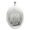 Sterling Silver 20mm Blessed Mother Mary Oval Locket chain