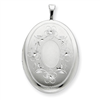 Sterling Silver 20mm Oval with Flowers Oval Locket chain