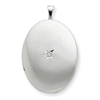 Sterling Silver 20mm Diamond Oval Locket chain