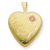 1/20 Gold Filled 16mm Enameled Flower I Love You Heart Locket chain