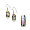 Sterling Silver Muliticolor Dichroic Glass Earrings & Pendant Set