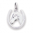 Sterling Silver Horseshoe w/ Horse Head Pendant