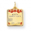14k Enameled Pink Engraveable Birth Certificate Charm