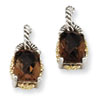 Sterling Silver w/14k 2.00Smokey Quartz Earrings