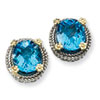Sterling Silver w/14k 6.25Swiss Blue Topaz Earrings